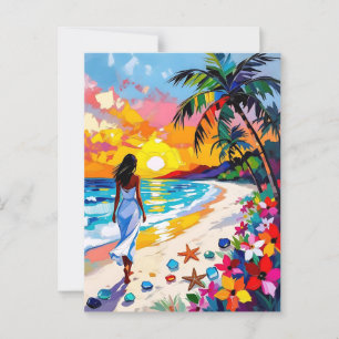 Carte Postale Scène Abstraite de plage au coucher du soleil