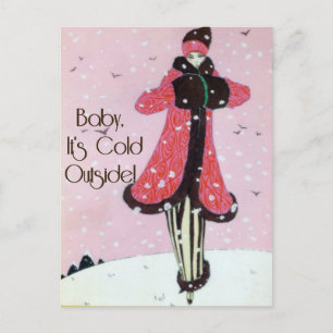Carte Postale Scène Art déco de mode d'hiver 1913