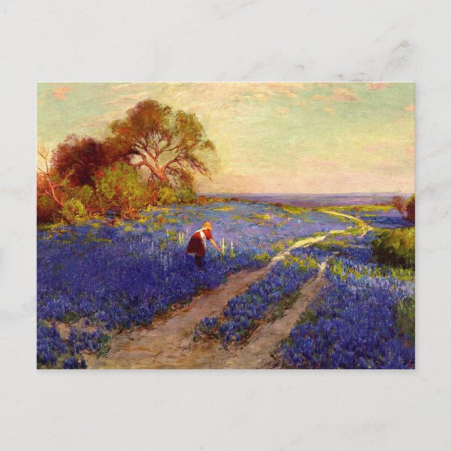 Carte Postale Scène Bluebonnet avec fille (Devant)