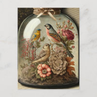 Scène botanique vintage dans un bocal en verre ave