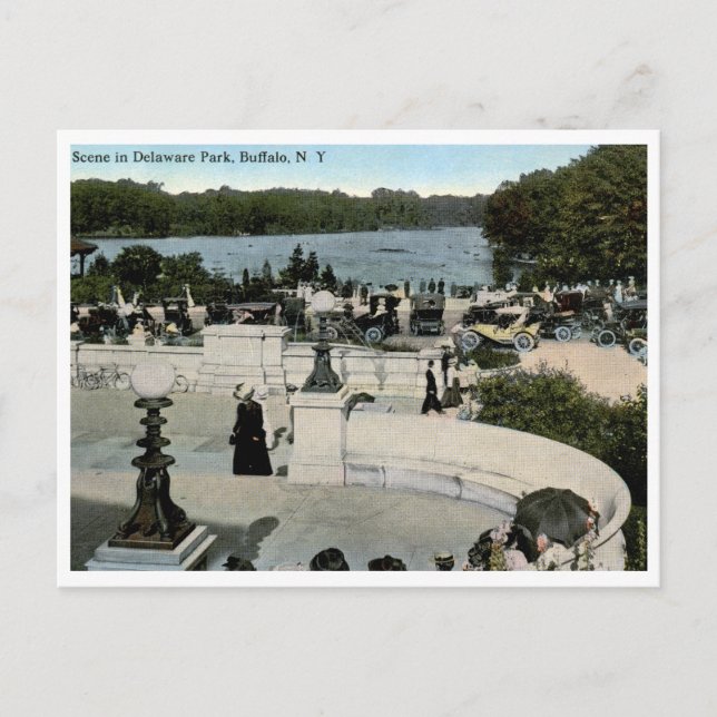 Carte Postale Scène dans le parc Delaware, Buffalo NY 1915 Vinta (Devant)