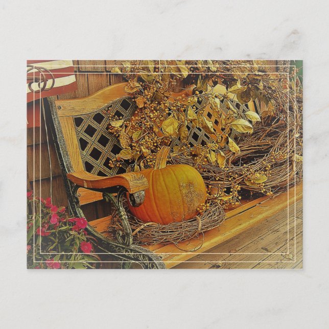Carte Postale Scène d'automne / Citrouille & Bittersweet 4,25 po (Devant)