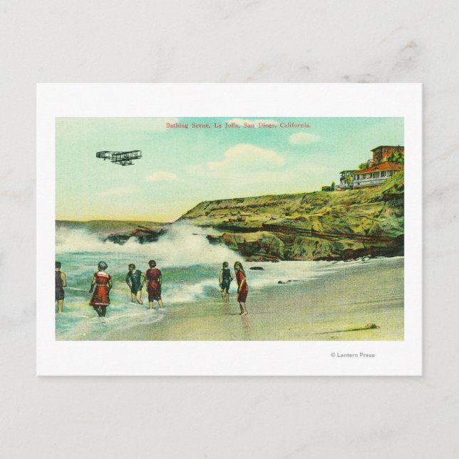 Carte Postale Scène de baignade à La Jolla BeachSan Diego, CA (Devant)