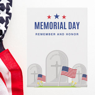 Carte Postale Scène de cimetière le jour du Memorial Day avec de