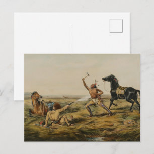 Carte Postale Scène de combat vintage de la frontière du Far Wes
