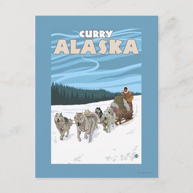 Carte Postale Scène de couture de chien - Curry, Alaska (Devant)