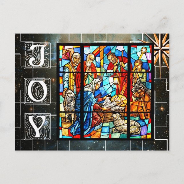 Carte Postale Scène de la Nativité colorée (Devant)