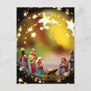 Carte Postale Scène de la Nativité Crib Vierge Marie Enfant Jésu