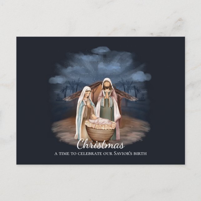 Carte Postale Scène de la Nativité - Noël La naissance de notre  (Devant)
