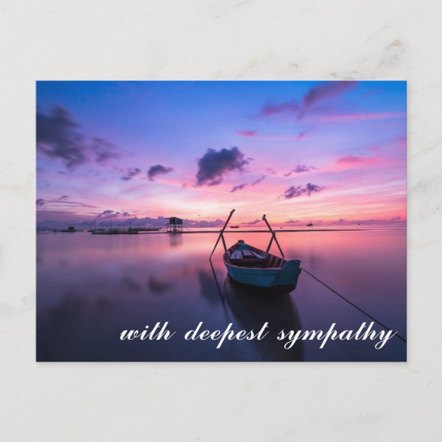 Carte Postale Scène de lac paisible avec bateau de sympathie (Devant)