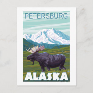 Carte Postale Scène de l'orignal - Petersburg, Alaska