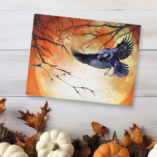 Carte Postale Scène de lune corbeau corneille gothique d'Hallowe
