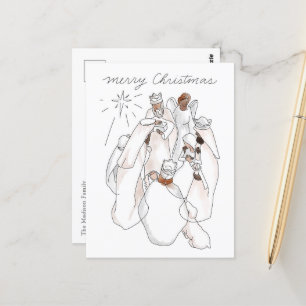 Carte Postale Scène de Nativité de l'aquarelle moderne avec text