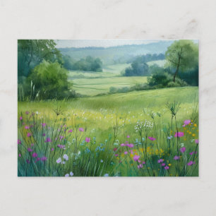 Carte Postale Scène de nature champ de fleurs 