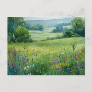 Carte Postale Scène de nature champ de fleurs 