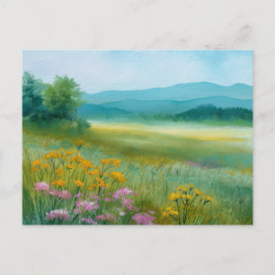 Carte Postale Scène de nature champ de fleurs 