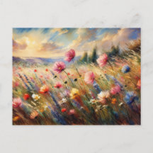 Scène de nature de champ de fleurs vintage impress