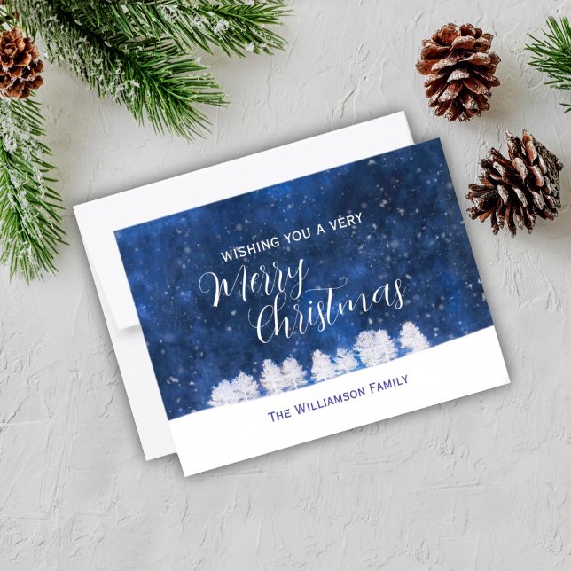 Carte Postale Scène De Neige Bleue Et Blanche De Noël (Créateur téléchargé)