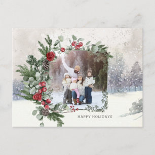 Carte Postale Scène de neige étincelante Photo de flore hivernal