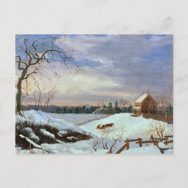 Carte Postale Scène de neige, Nouvelle-Angleterre (Devant)