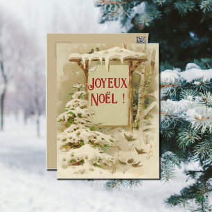 Carte Postale scène de Noël avec panneau de cour