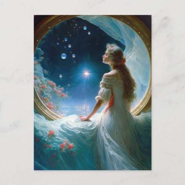 Carte Postale Scène de nuit magique Imaginaire Art (Devant)