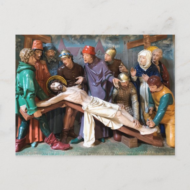 Carte Postale Scène de Pâques de Crucifiction. (Devant)