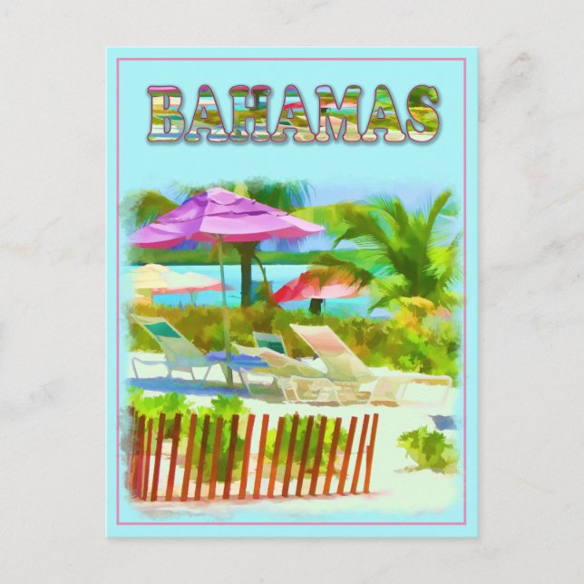Carte Postale Scène de plage des îles Bahama tropicales (Devant)