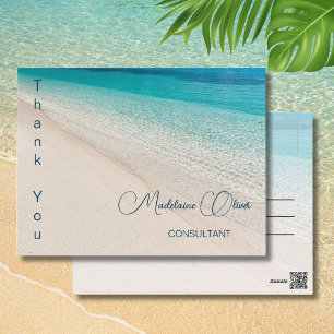 Carte Postale Scène de plage estivale bleu merci