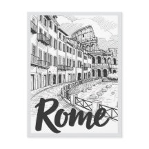 Scène de point de repère dessiné à la main Rome It