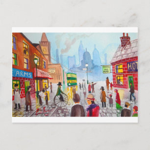 Carte Postale Scène de rue très fréquentée tramway de penny fart