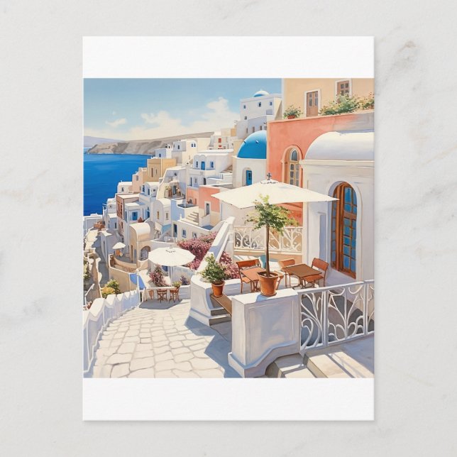 Carte Postale Scène de Santorin Grèce (Devant)
