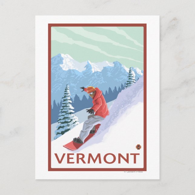 Carte Postale Scène de snowboard du Vermont (Devant)
