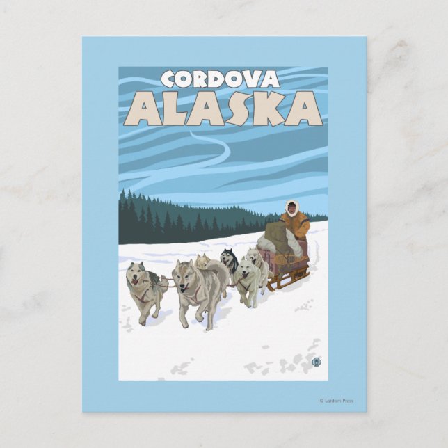 Carte Postale Scène de traînée de chien - Cordova, Alaska (Devant)