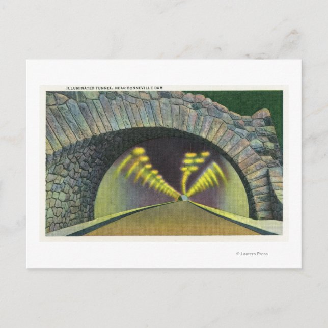 Carte Postale Scène de tunnel illuminé près du barrage de Bonnev (Devant)
