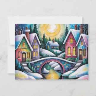 Carte Postale Scène de village ART NAIVE