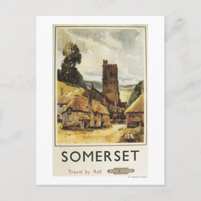 Carte Postale Scène de village historique - Affiche du chemin de (Devant)