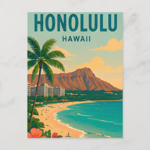 Carte Postale Scène de voyage de plage tropicale à Honolulu Hawa