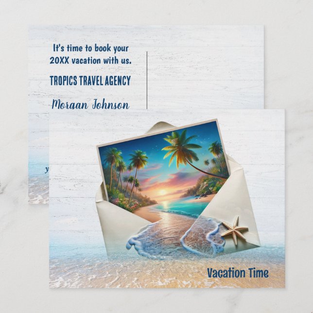 Carte Postale Scène Des Îles Tropicales En Enveloppe (Devant / Derrière)