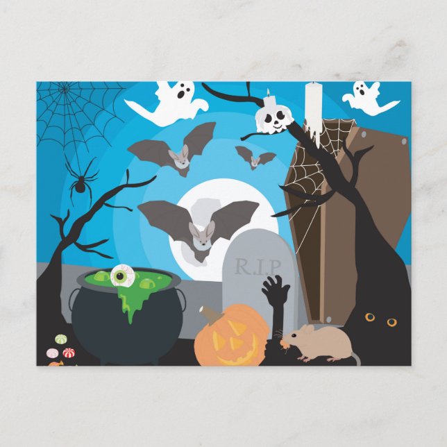 Carte Postale Scène d'Halloween (Devant)