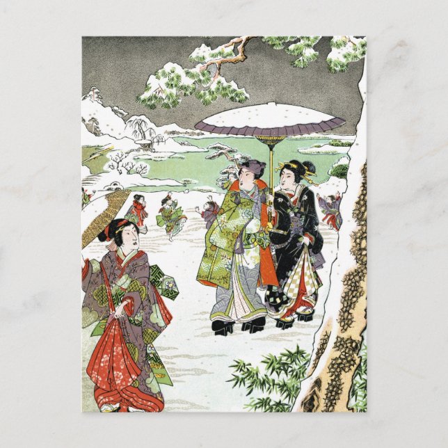 Carte Postale Scène d'hiver japonaise (Devant)