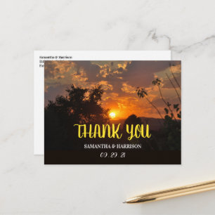 Carte Postale Scène du coucher du soleil, Merci Mariage rustique