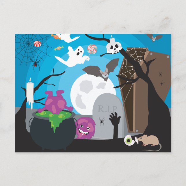 Carte Postale Scène du monstre d'Halloween (Devant)