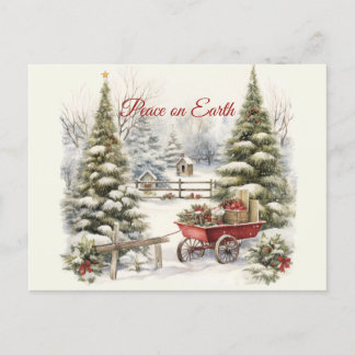 Carte Postale Scène hiver Vintage de Noël