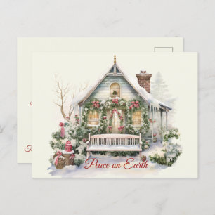 Carte Postale Scène hiver Vintage de Noël