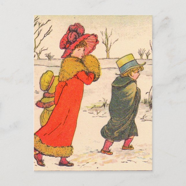 Carte Postale Scène hivernale de Kate Greenaway (Devant)