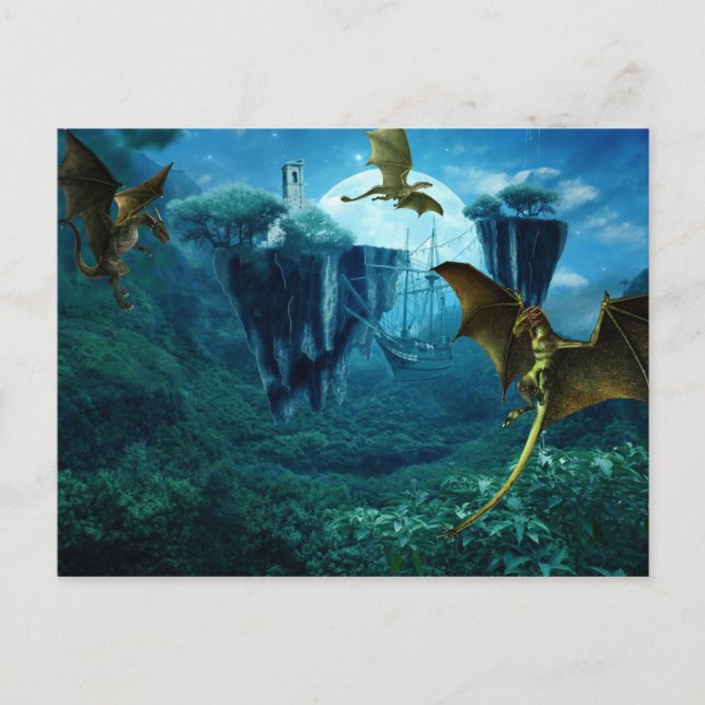 Carte Postale Scène Imaginaire Dragon Paysage (Devant)