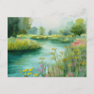 Carte Postale Scène naturelle avec vue sur la rivière 