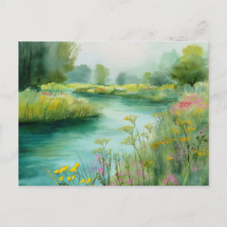 Carte Postale Scène naturelle avec vue sur la rivière 