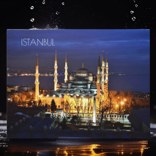 Carte Postale Scène nocturne de la Mosquée Bleue d'Istanbul Voya